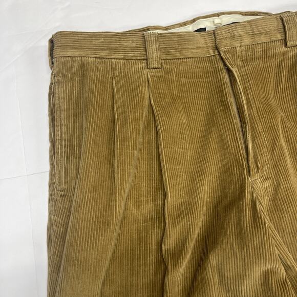 LL Bean Corduroy Pants Mens 42x30 Brown Pleated Straight Leg Casual Preppy - Picture 3 of 11